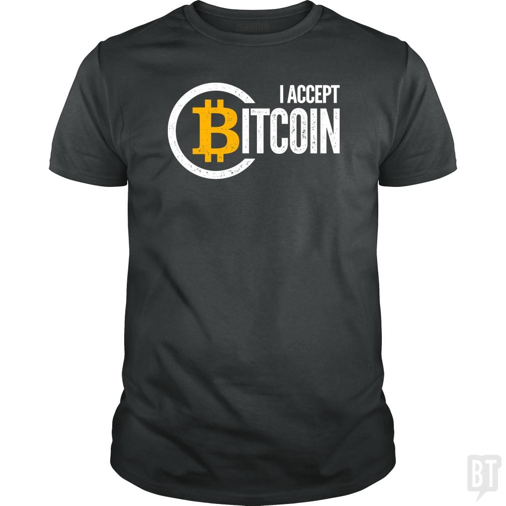 SunFrog-Busted BustedTees Classic Guys / Unisex Tee / Dark Heather / S I Accept Bitcoin