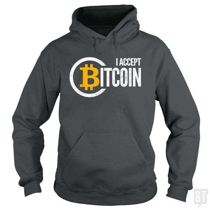 SunFrog-Busted BustedTees Hoodie / Dark Heather / S I Accept Bitcoin