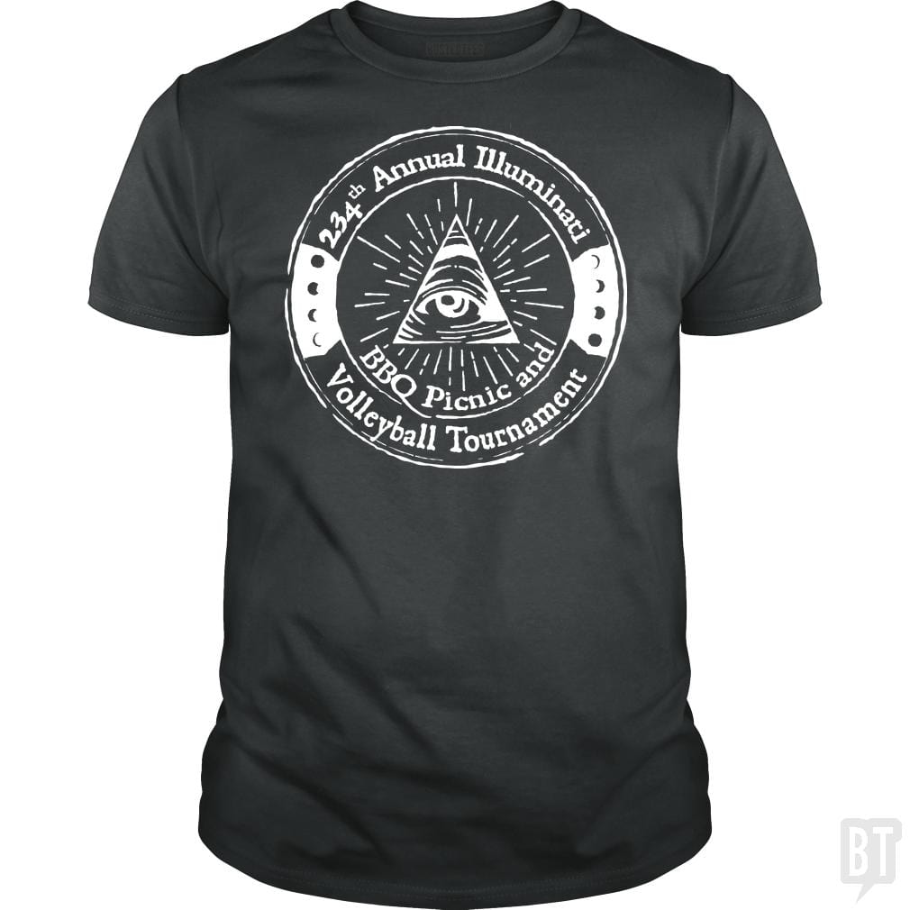 SunFrog-Busted BustedTees Classic Guys / Unisex Tee / Dark Heather / S Illuminati BBQ