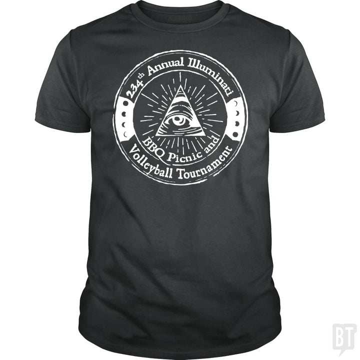 SunFrog-Busted BustedTees Classic Guys / Unisex Tee / Dark Heather / S Illuminati BBQ