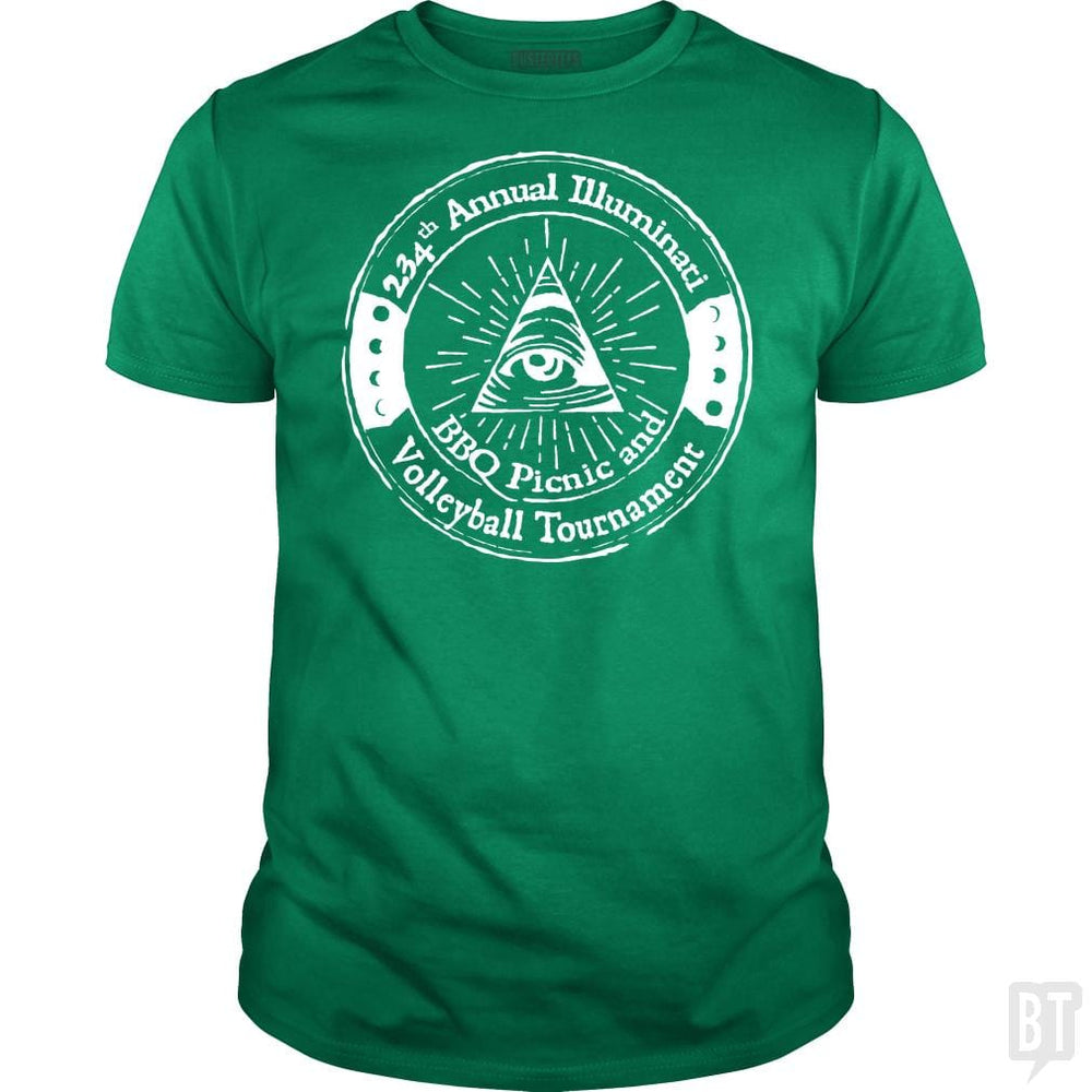 SunFrog-Busted BustedTees Classic Guys / Unisex Tee / Irish Green / S Illuminati BBQ