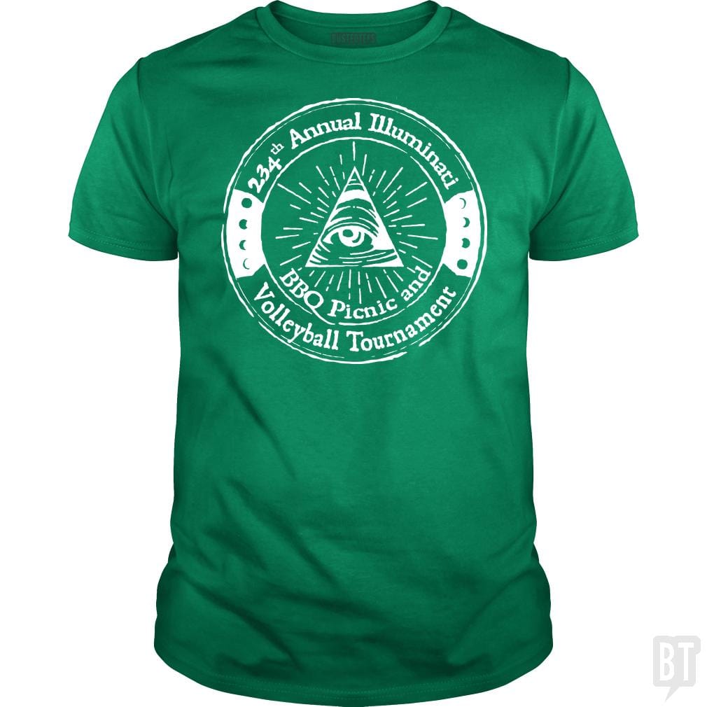 SunFrog-Busted BustedTees Classic Guys / Unisex Tee / Irish Green / S Illuminati BBQ