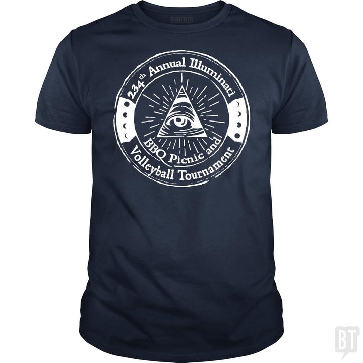 SunFrog-Busted BustedTees Classic Guys / Unisex Tee / Navy Blue / S Illuminati BBQ