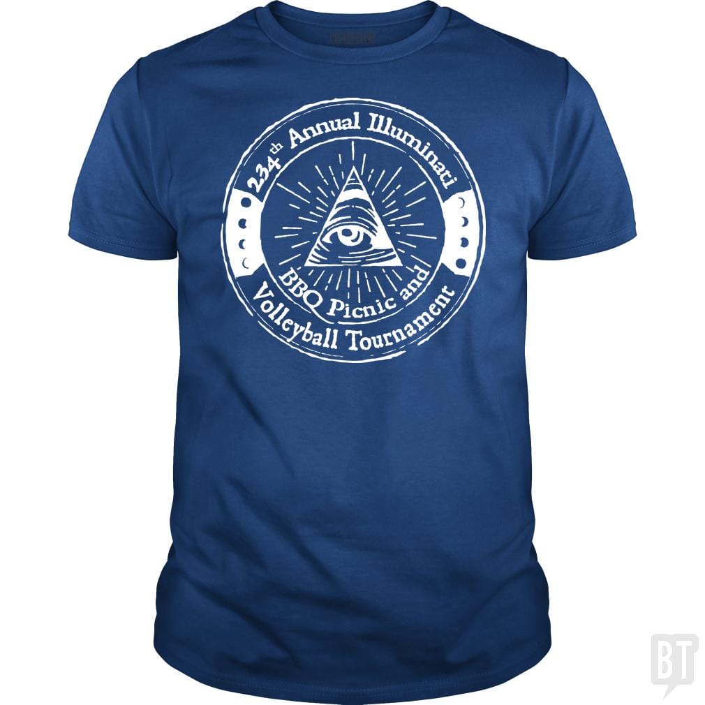 SunFrog-Busted BustedTees Classic Guys / Unisex Tee / Royal Blue / S Illuminati BBQ