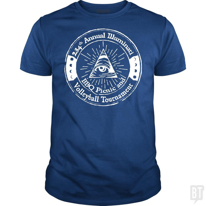 SunFrog-Busted BustedTees Classic Guys / Unisex Tee / Royal Blue / S Illuminati BBQ