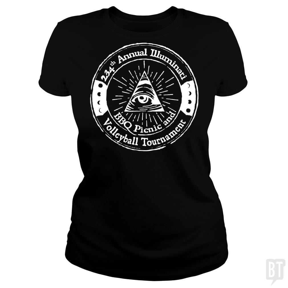 SunFrog-Busted BustedTees Classic Ladies Tee / Black / S Illuminati BBQ
