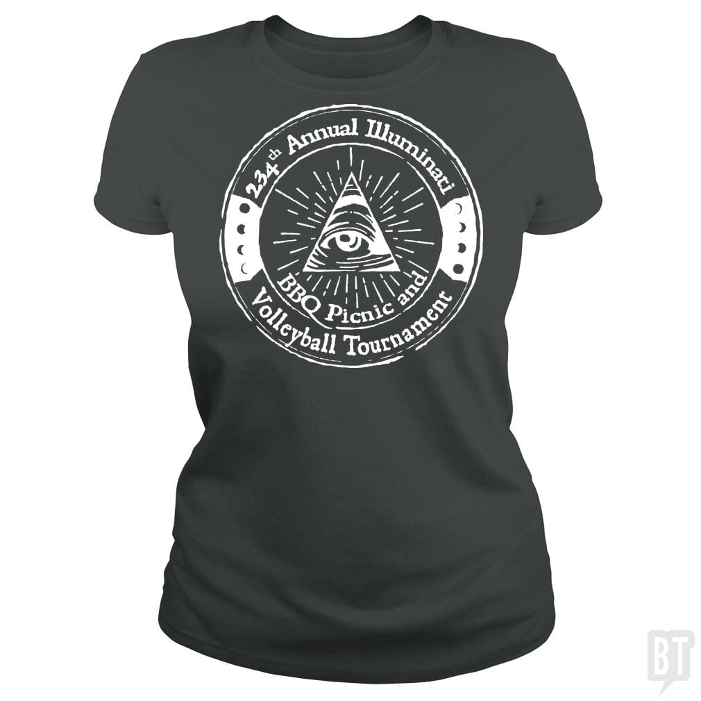SunFrog-Busted BustedTees Classic Ladies Tee / Dark Heather / S Illuminati BBQ
