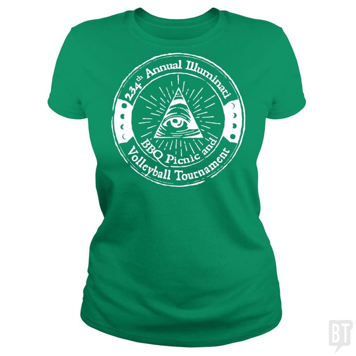 SunFrog-Busted BustedTees Classic Ladies Tee / Irish Green / S Illuminati BBQ