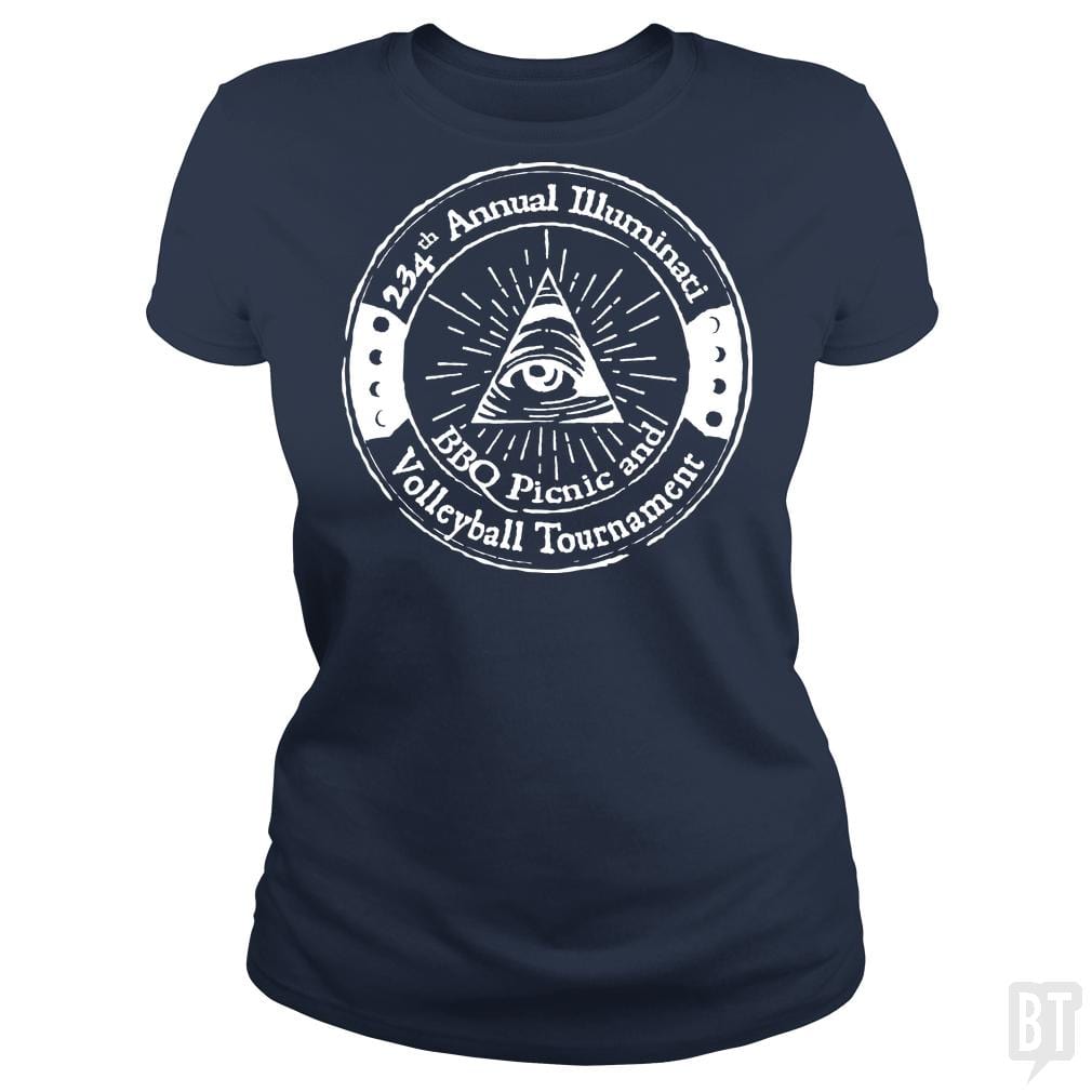 SunFrog-Busted BustedTees Classic Ladies Tee / Navy Blue / S Illuminati BBQ