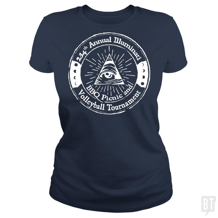SunFrog-Busted BustedTees Classic Ladies Tee / Navy Blue / S Illuminati BBQ