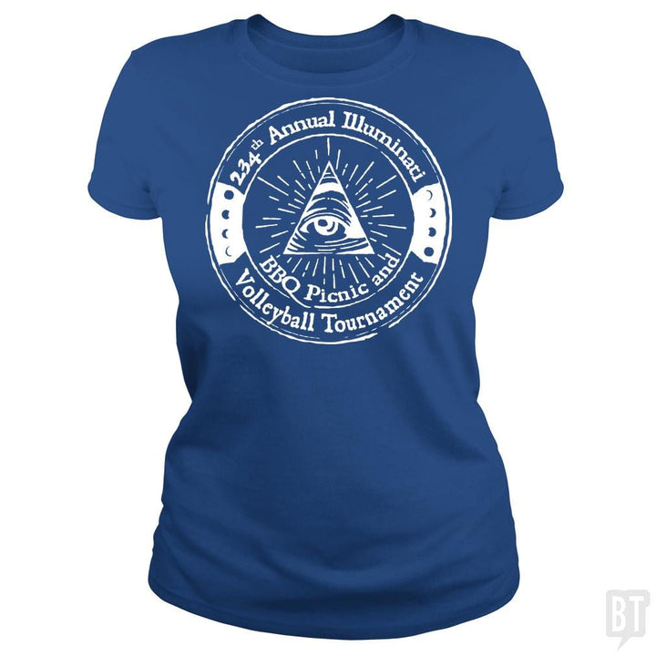 SunFrog-Busted BustedTees Classic Ladies Tee / Royal Blue / S Illuminati BBQ