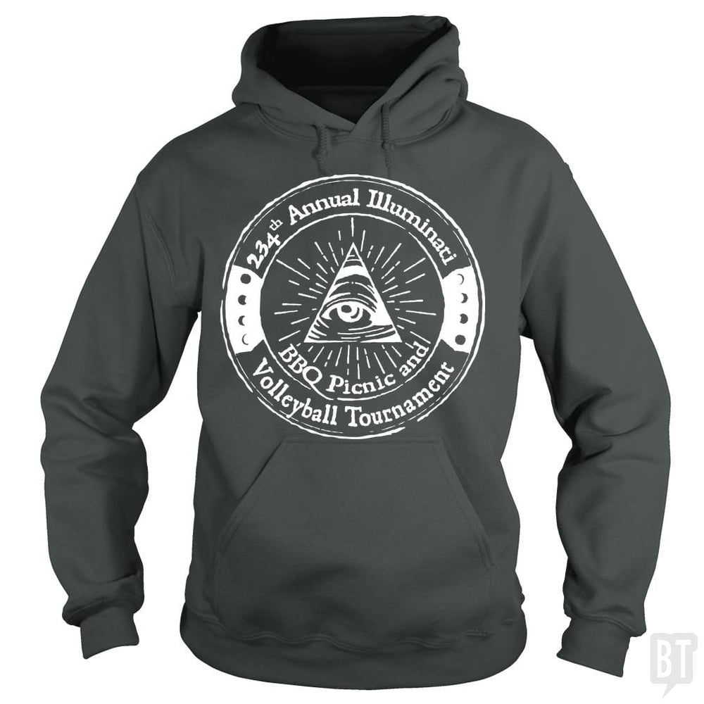 SunFrog-Busted BustedTees Hoodie / Dark Heather / S Illuminati BBQ