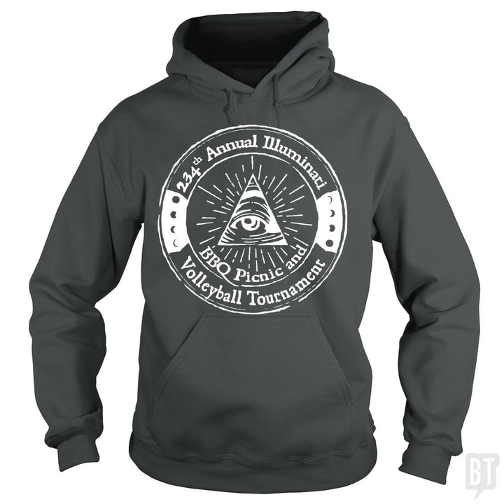 SunFrog-Busted BustedTees Hoodie / Dark Heather / S Illuminati BBQ