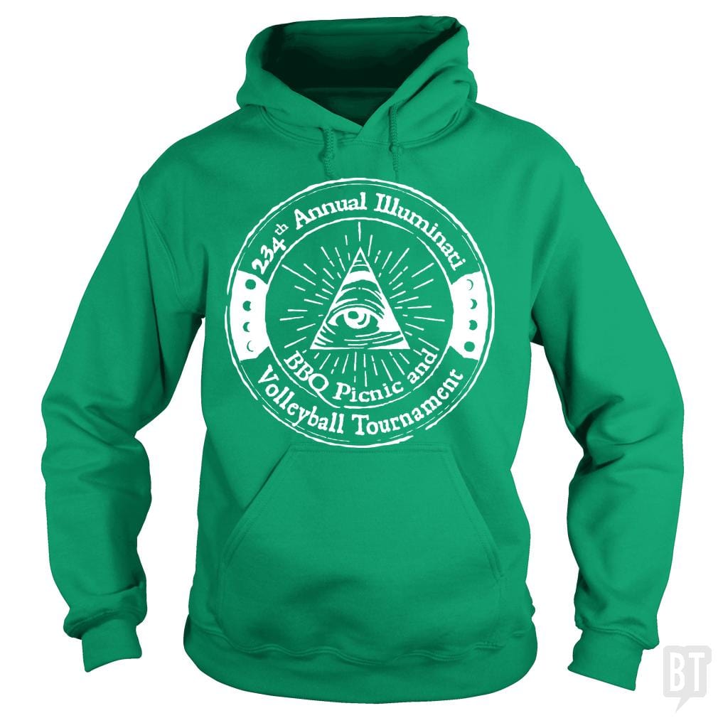 SunFrog-Busted BustedTees Hoodie / Irish Green / S Illuminati BBQ
