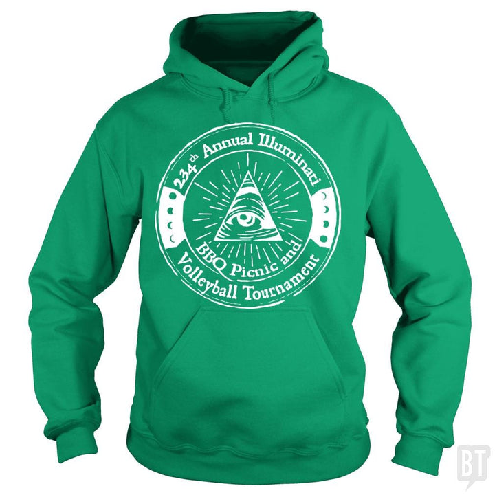 SunFrog-Busted BustedTees Hoodie / Irish Green / S Illuminati BBQ