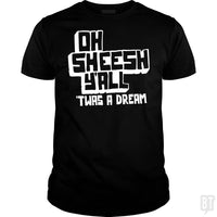 Load image into Gallery viewer, SunFrog-Busted BustedTees Classic Guys / Unisex Tee / Black / S Jake and Amir: Oh Sheesh Y&#39;all
