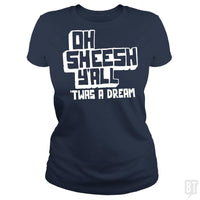 Load image into Gallery viewer, SunFrog-Busted BustedTees Classic Ladies Tee / Navy Blue / S Jake and Amir: Oh Sheesh Y&#39;all
