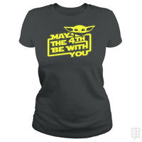 Load image into Gallery viewer, SunFrog-Busted BustedTees Classic Ladies Tee / Dark Heather / S May The 4th Be With You!
