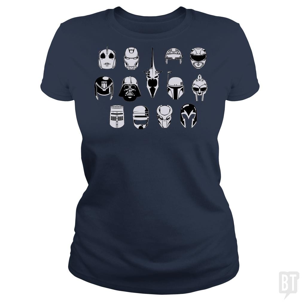 SunFrog-Busted BustedTees Classic Ladies Tee / Navy Blue / S Movie Helmets