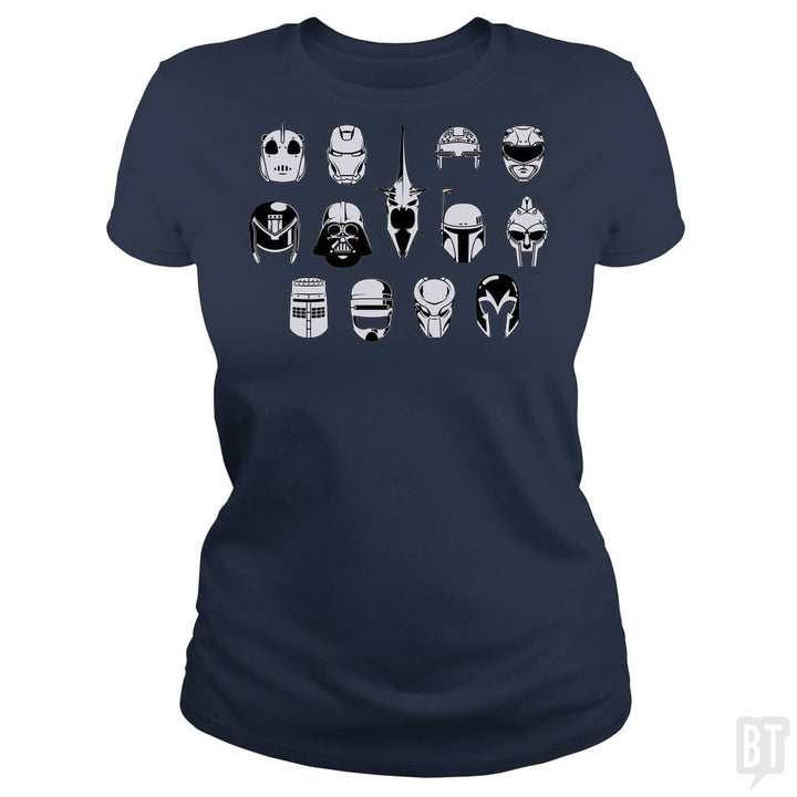 SunFrog-Busted BustedTees Classic Ladies Tee / Navy Blue / S Movie Helmets