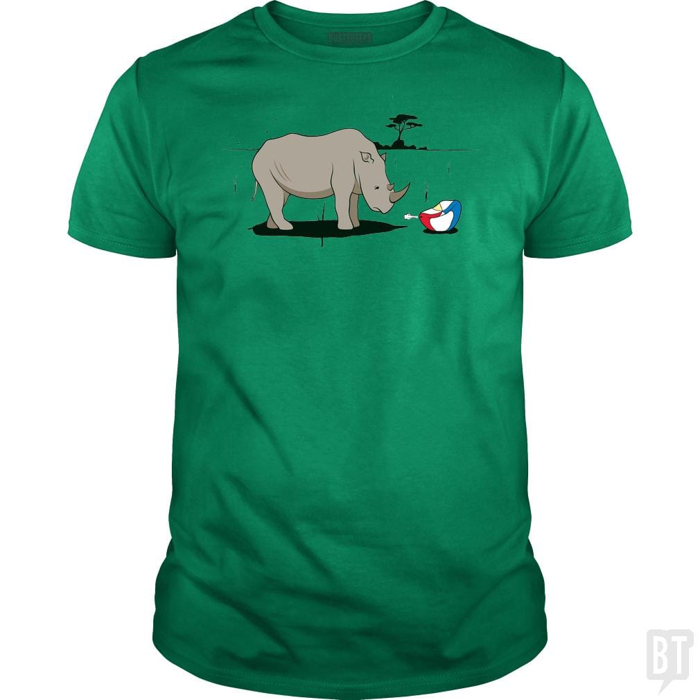 SunFrog-Busted BustedTees Classic Guys / Unisex Tee / Irish Green / S Sad Rhino