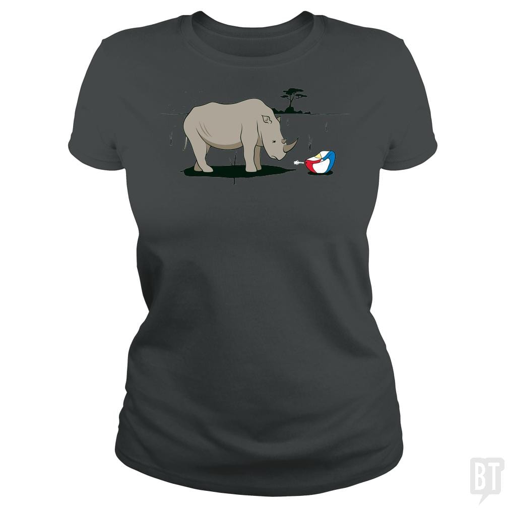 SunFrog-Busted BustedTees Classic Ladies Tee / Dark Heather / S Sad Rhino