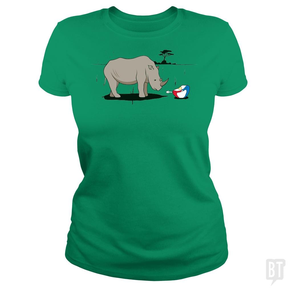 SunFrog-Busted BustedTees Classic Ladies Tee / Irish Green / S Sad Rhino