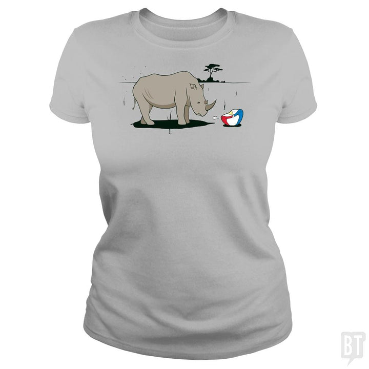 SunFrog-Busted BustedTees Classic Ladies Tee / Sport Grey / S Sad Rhino