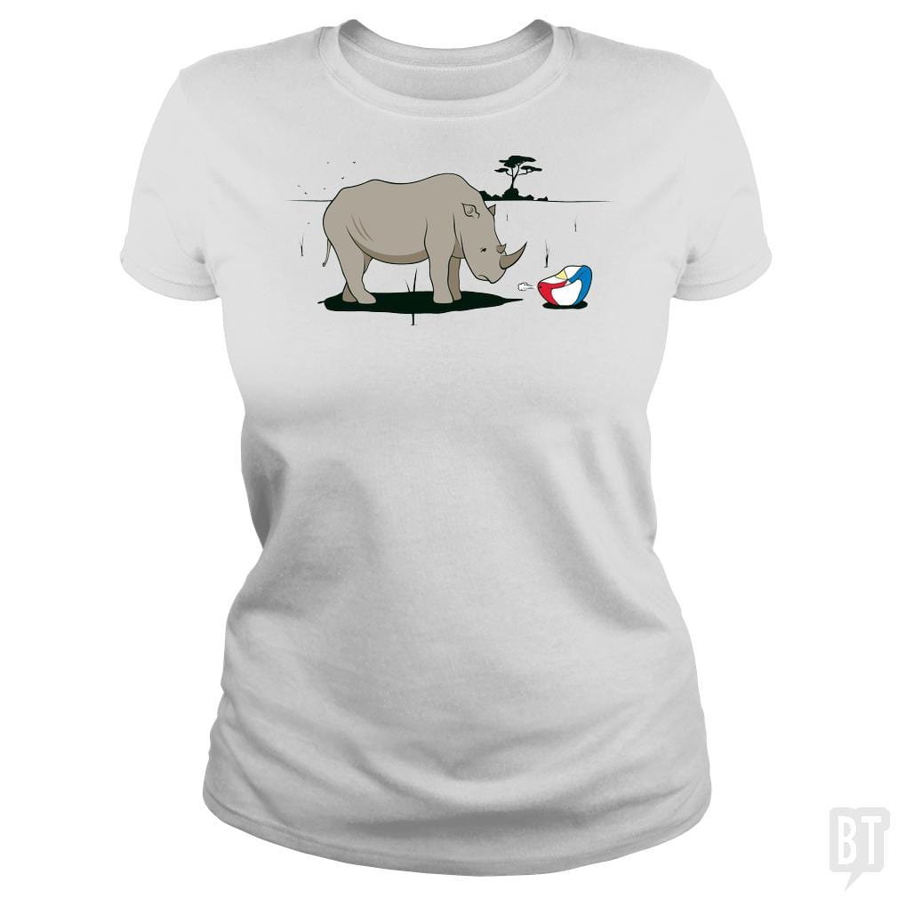 SunFrog-Busted BustedTees Classic Ladies Tee / White / S Sad Rhino