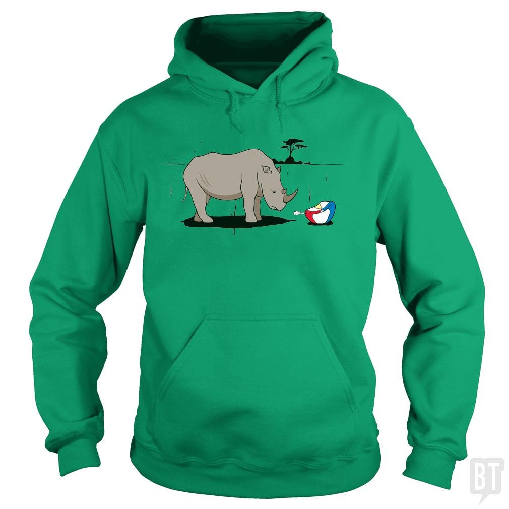 SunFrog-Busted BustedTees Hoodie / Irish Green / S Sad Rhino