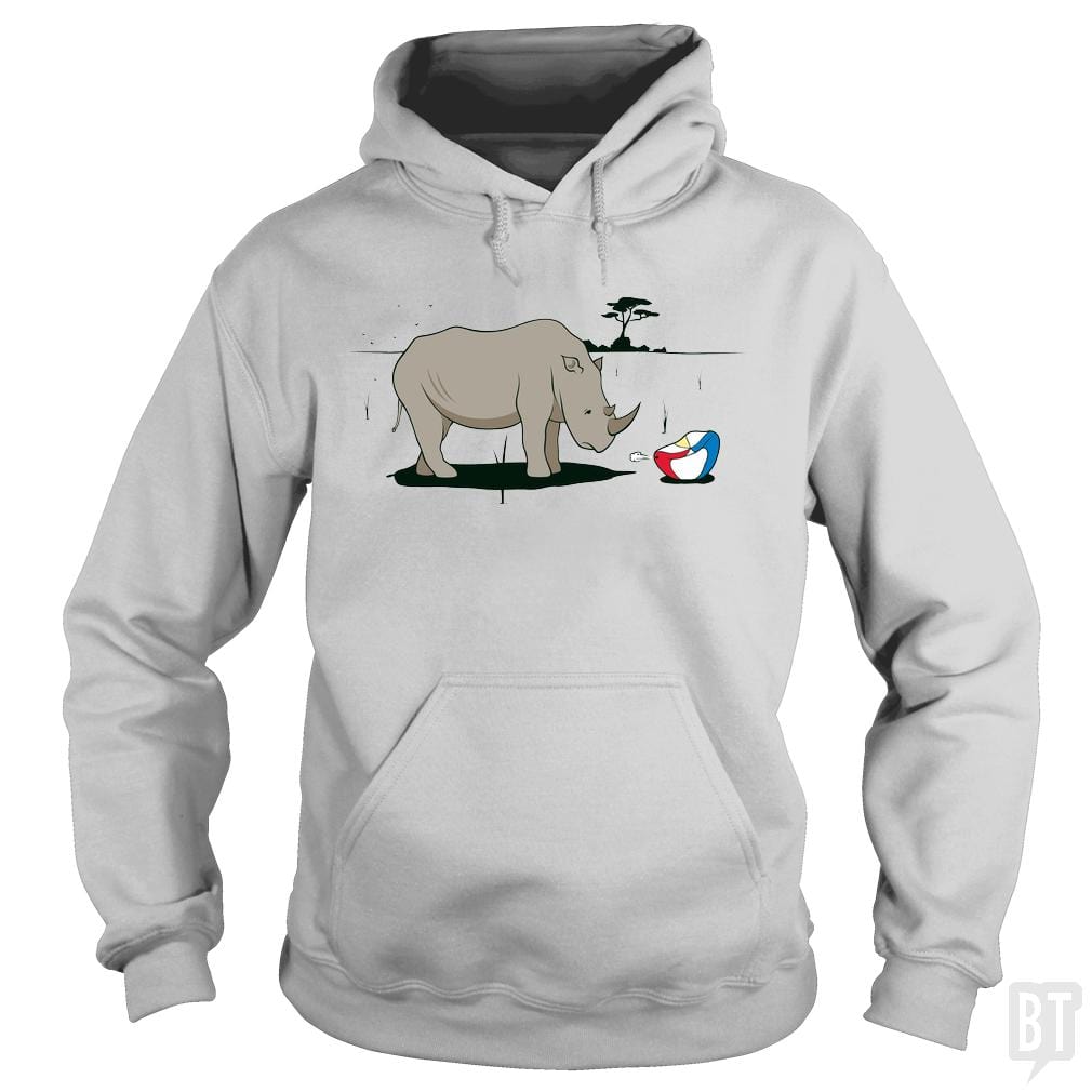 SunFrog-Busted BustedTees Hoodie / Sport Grey / S Sad Rhino