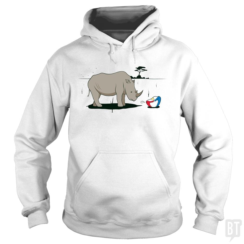 SunFrog-Busted BustedTees Hoodie / White / S Sad Rhino