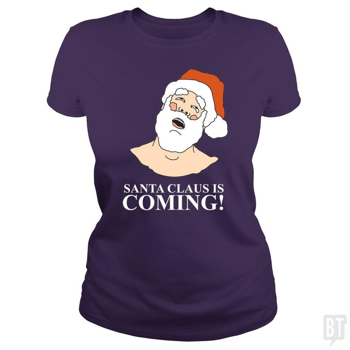 SunFrog-Busted BustedTees Classic Ladies Tee / Purple / S Santa is Coming!