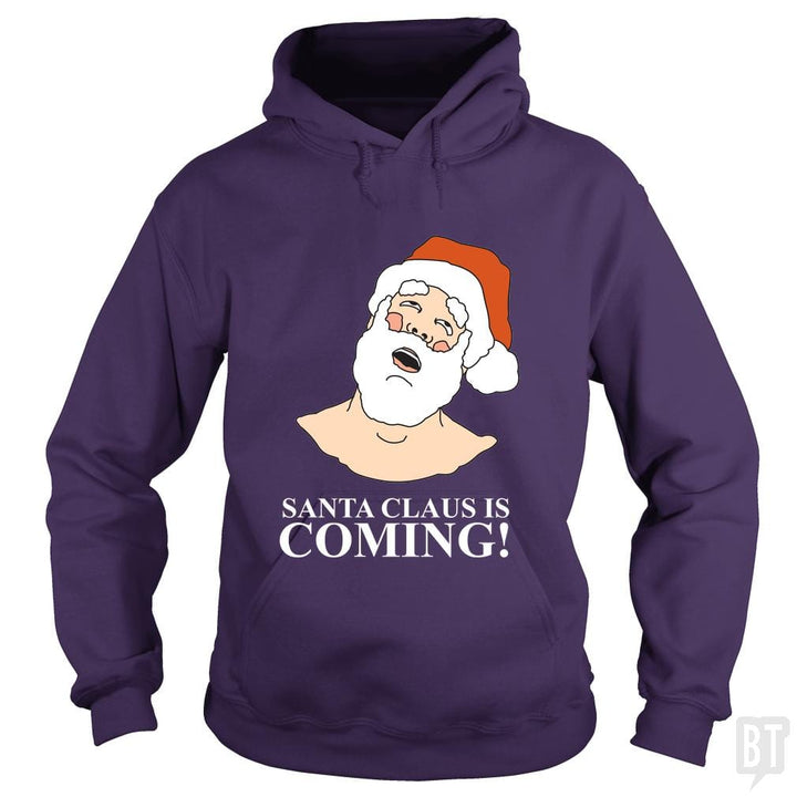 SunFrog-Busted BustedTees Hoodie / Purple / S Santa is Coming!