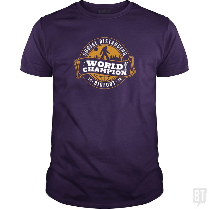 SunFrog-Busted BustedTees Classic Guys / Unisex Tee / Purple / S Social Distancing World Champ