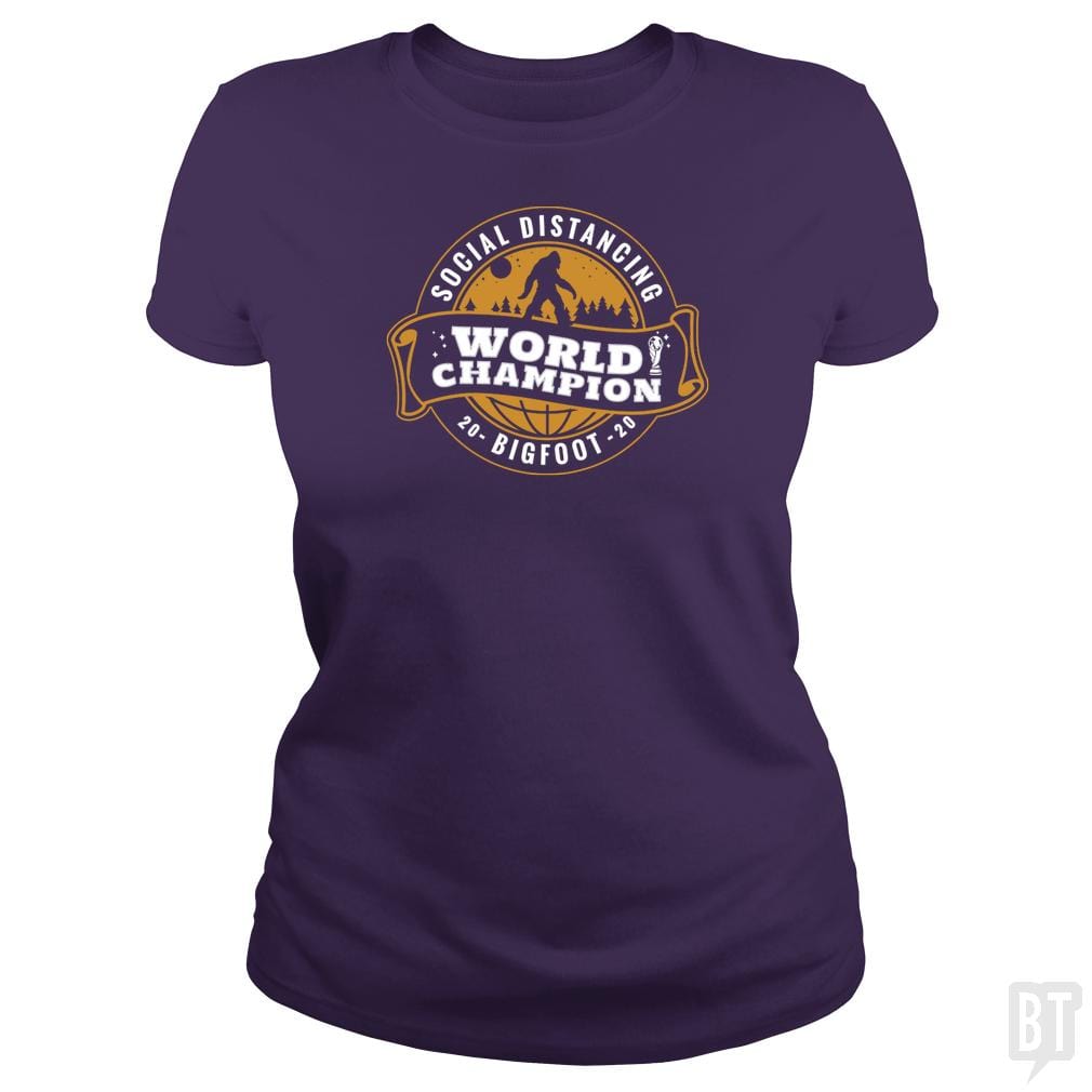 SunFrog-Busted BustedTees Classic Ladies Tee / Purple / S Social Distancing World Champ