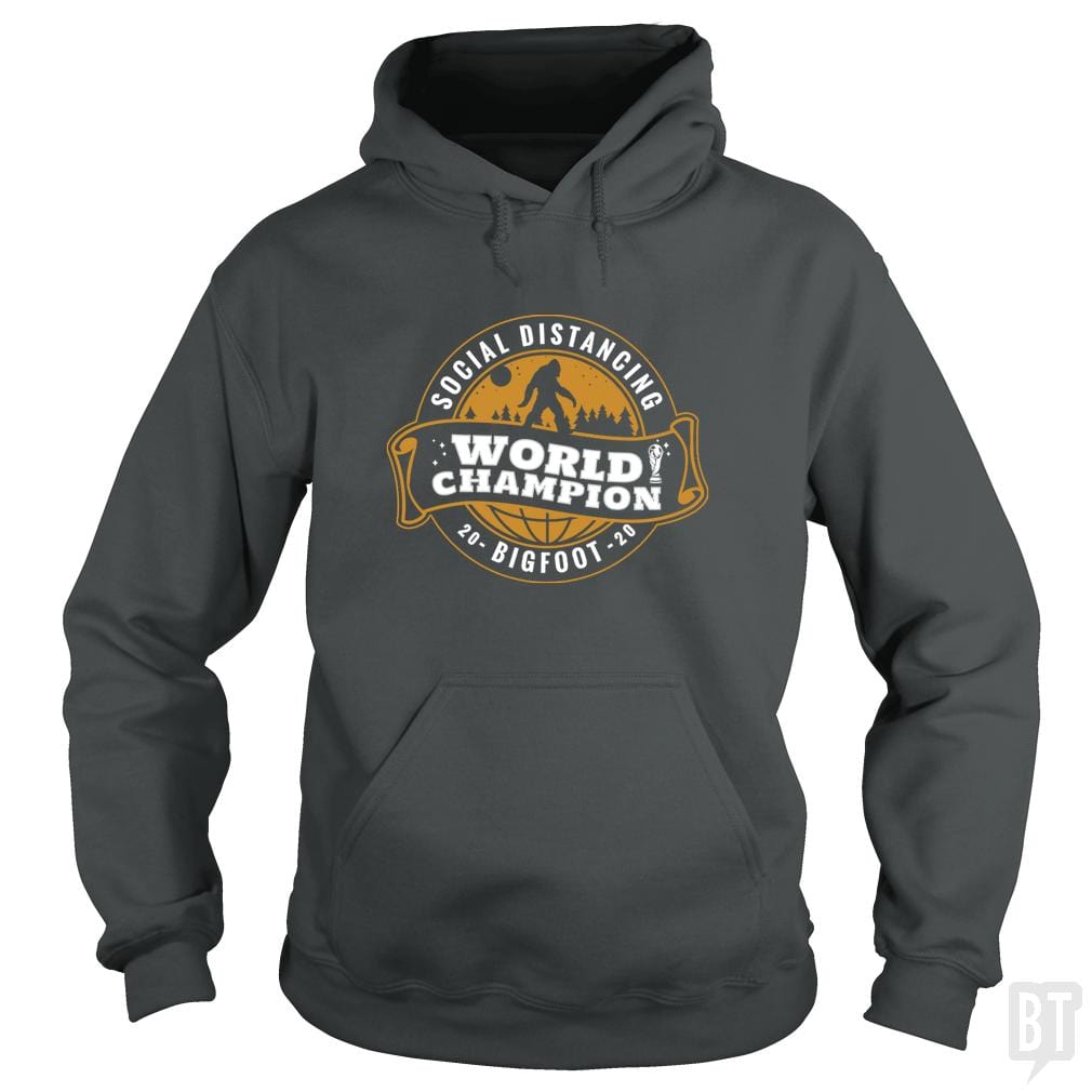 SunFrog-Busted BustedTees Hoodie / Dark Heather / S Social Distancing World Champ