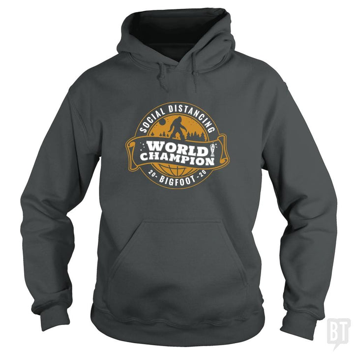 SunFrog-Busted BustedTees Hoodie / Dark Heather / S Social Distancing World Champ
