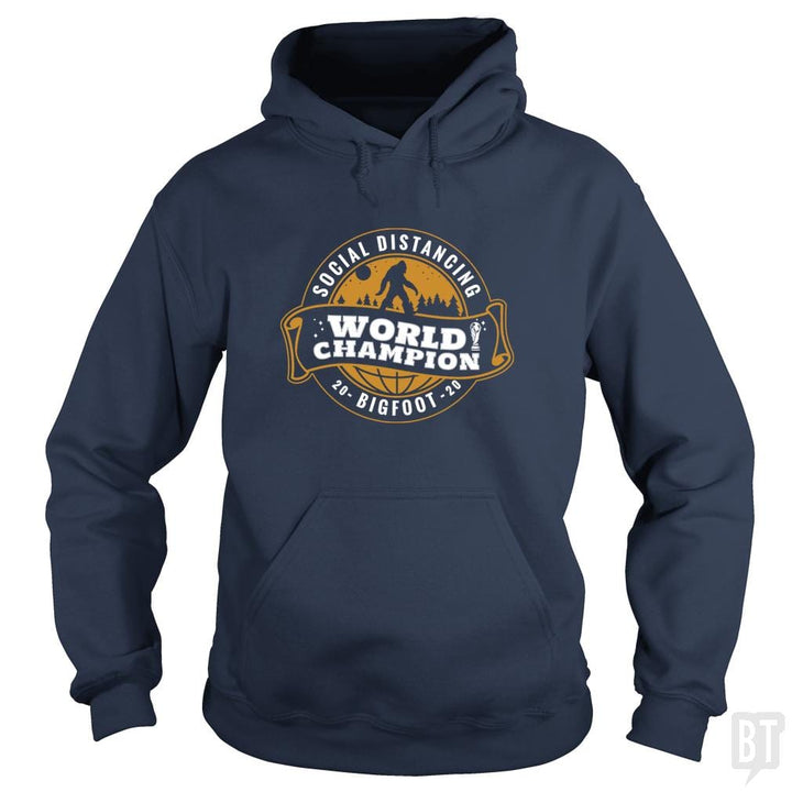 SunFrog-Busted BustedTees Hoodie / Navy Blue / S Social Distancing World Champ