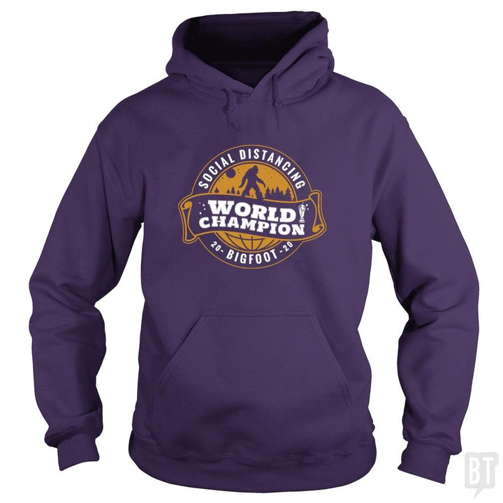 SunFrog-Busted BustedTees Hoodie / Purple / S Social Distancing World Champ