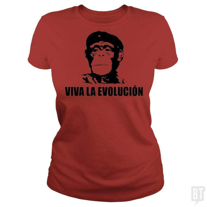SunFrog-Busted BustedTees Classic Ladies Tee / Red / S Viva La Evolucion