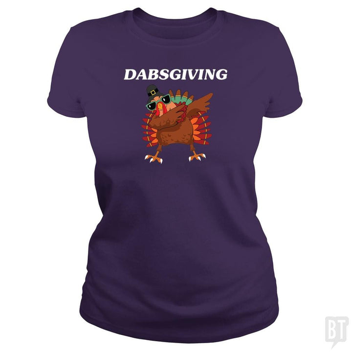 SunFrog-Busted CT486 Classic Ladies Tee / Purple / S Dabsgiving Dabbing Turkey Funny Thanksgiving