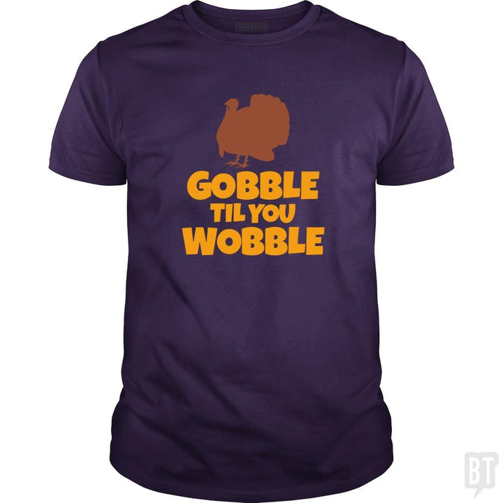 SunFrog-Busted CT486 Classic Guys / Unisex Tee / Purple / S Funny Gobble Til You Wobble Thanksgiving