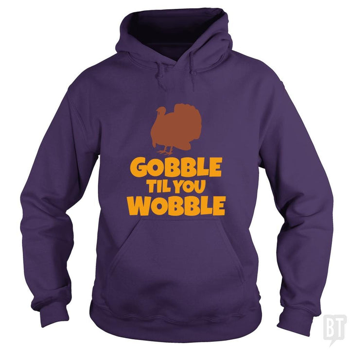 SunFrog-Busted CT486 Hoodie / Purple / S Funny Gobble Til You Wobble Thanksgiving