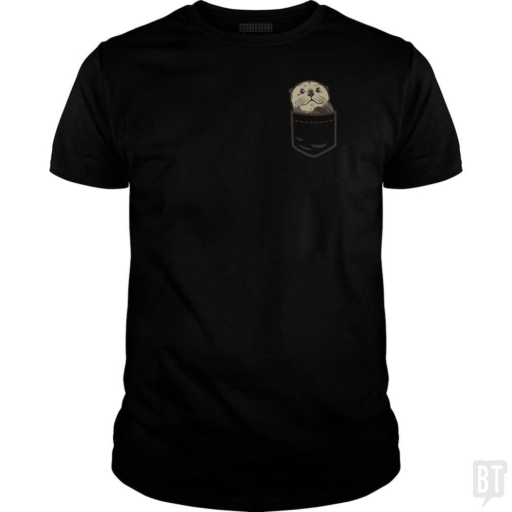 SunFrog-Busted CT486 Classic Guys / Unisex Tee / Black / S Sea Otter Pocket Animal Shirt Otter Lover Christma