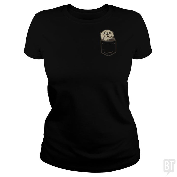SunFrog-Busted CT486 Classic Ladies Tee / Black / S Sea Otter Pocket Animal Shirt Otter Lover Christma