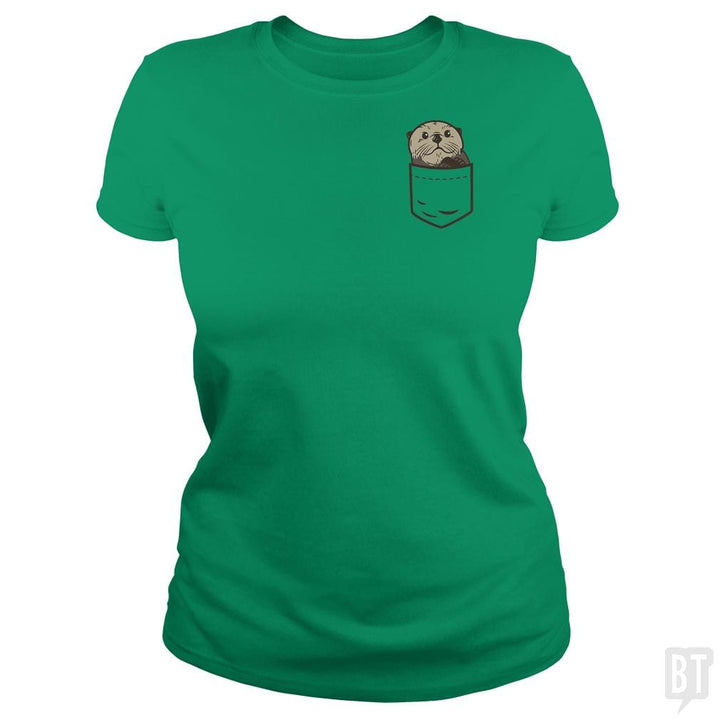 SunFrog-Busted CT486 Classic Ladies Tee / Irish Green / S Sea Otter Pocket Animal Shirt Otter Lover Christma