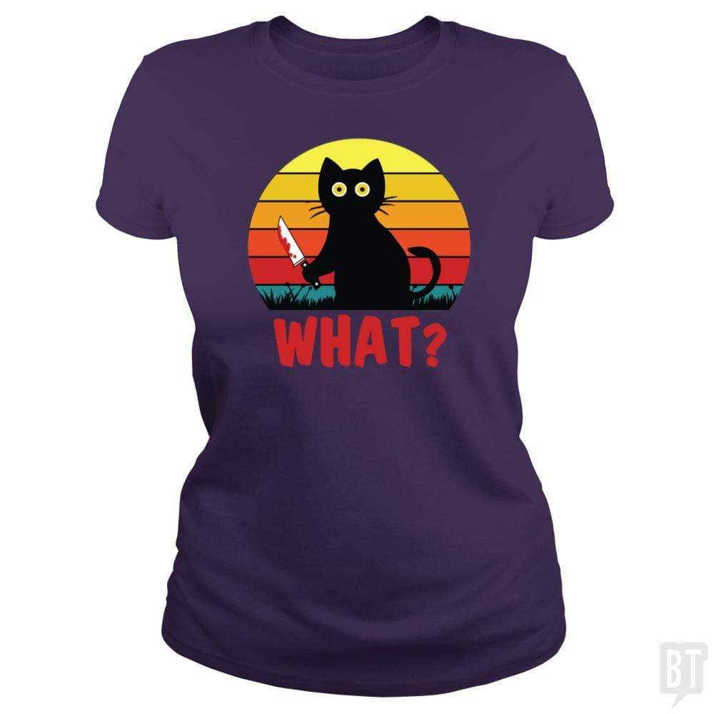 SunFrog-Busted Daniel15 Classic Ladies Tee / Purple / S Retro Murderous Black Psycho Cute Cat What With Kn
