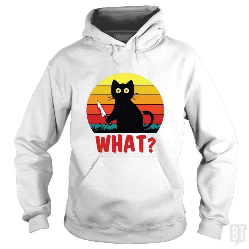 SunFrog-Busted Daniel15 Hoodie / White / S Retro Murderous Black Psycho Cute Cat What With Kn