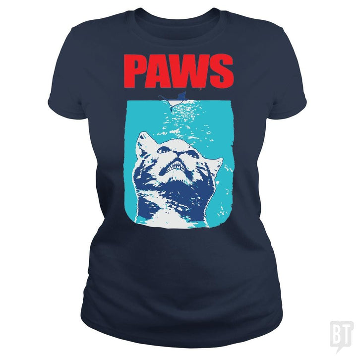 SunFrog-Busted danil Classic Ladies Tee / Navy Blue / S Funny Tee Paws Parody Tees for Cat Kitten Shark &